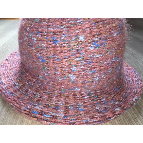 Pink Multicolor Woven Wool Blend Bucket Hat Made In Italy Womens - Picture 3 of 6